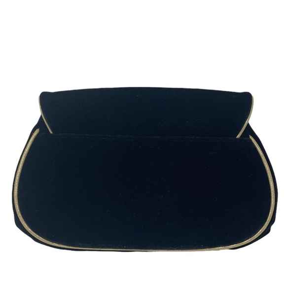 Dior Bags Christian Dior Black Velvet Gold Trim Cosmetic Bag Clutch
